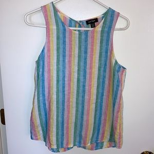 Lord & Taylor, 100% Linen Striped Sleeveless Top, Size: S